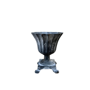 Pot de fleur d'urnes de jardin en métal noir de finition rustique antique avec piédestal pour le pot de plantes en métal de conception décorative de jardin extérieur - Product Image 6