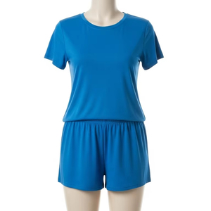 Two Piece <b>Shorts</b> Set for Women Lightweight Polyester Cotton Breathable Summer Wear Casual Home Outdoor Daily Use Clothing Suit - Product Image 4