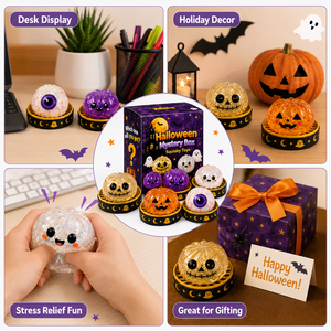 Jouets Squishy Promotionnels Halloween en TPR à Remontée Lente, Anti-stress, à Presser, en Forme de Dumpling, Citrouille, Fantôme, Mochi, Pailletés, avec Plateau de Cuisson à la Vapeur - Product Image 6