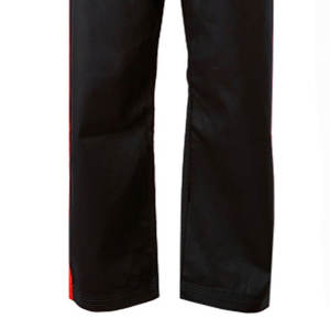 Custom Brand Unisex Black Winter <b>Karate</b> Kickboxing Pants with Red Side Stripes Comfortable Elastic Waistband Durable Fabric - Product Image 4