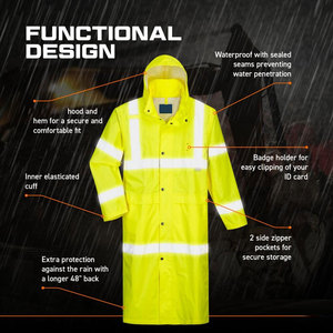 เสื้อโค้ท Hi VIS น้ำหนักเบาเสื้อโค้ท Hi VIS สะท้อนแสงสไตล์ใหม่ - Product Image 3