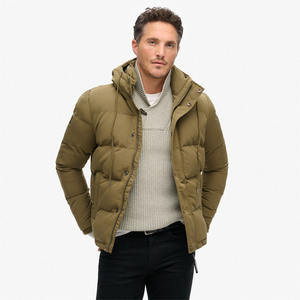 Chaqueta Acolchada para Hombre de Invierno, Cálida y a la Moda, con Capucha, Color Piel, Corte Ajustado, Lisa, con Relleno de Algodón, Dos Bolsillos Delanteros - Product Image 5