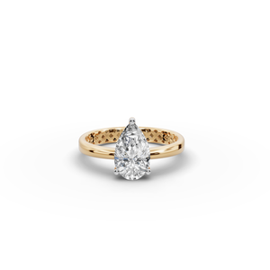 Bague en diamant de forme poire cultivé en laboratoire, 1,5 carat total, clarté VS1 et taille excellente, en or 18K/14K pour fiançailles féminines - Product Image 1