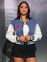 Jaket Varsity Wanita Berkualitas Tinggi Desain Khusus Terbaru Model Oversize Lettermen Lapisan Wol Bordir Pakaian Kasual Katun