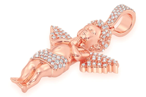 Diamant de laboratoire plaqué or rose certifié IGI pendentif de haute qualité pour petit garçon priant chérubin pour hommes au meilleur prix de gros - Product Image 4