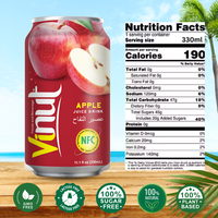 Jus de pomme 100% pur, fraîchement pressé, 330 ml, faible en sucre et en matières grasses, purée, marque privée, certifié Halal, en conserve, best-seller