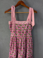 Robe longue décontractée pour femme, imprimée à la main, motif floral, écologique, respirante, en coton tissé, sans manches, à taille naturelle, avec bretelles