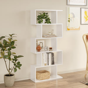 Librería Vertical de madera blanca de 5 niveles de Santorini, resistente, elegante, Modular, diseño moderno, comedor, hogar, oficina, dormitorio, envío gratis - Product Image 3