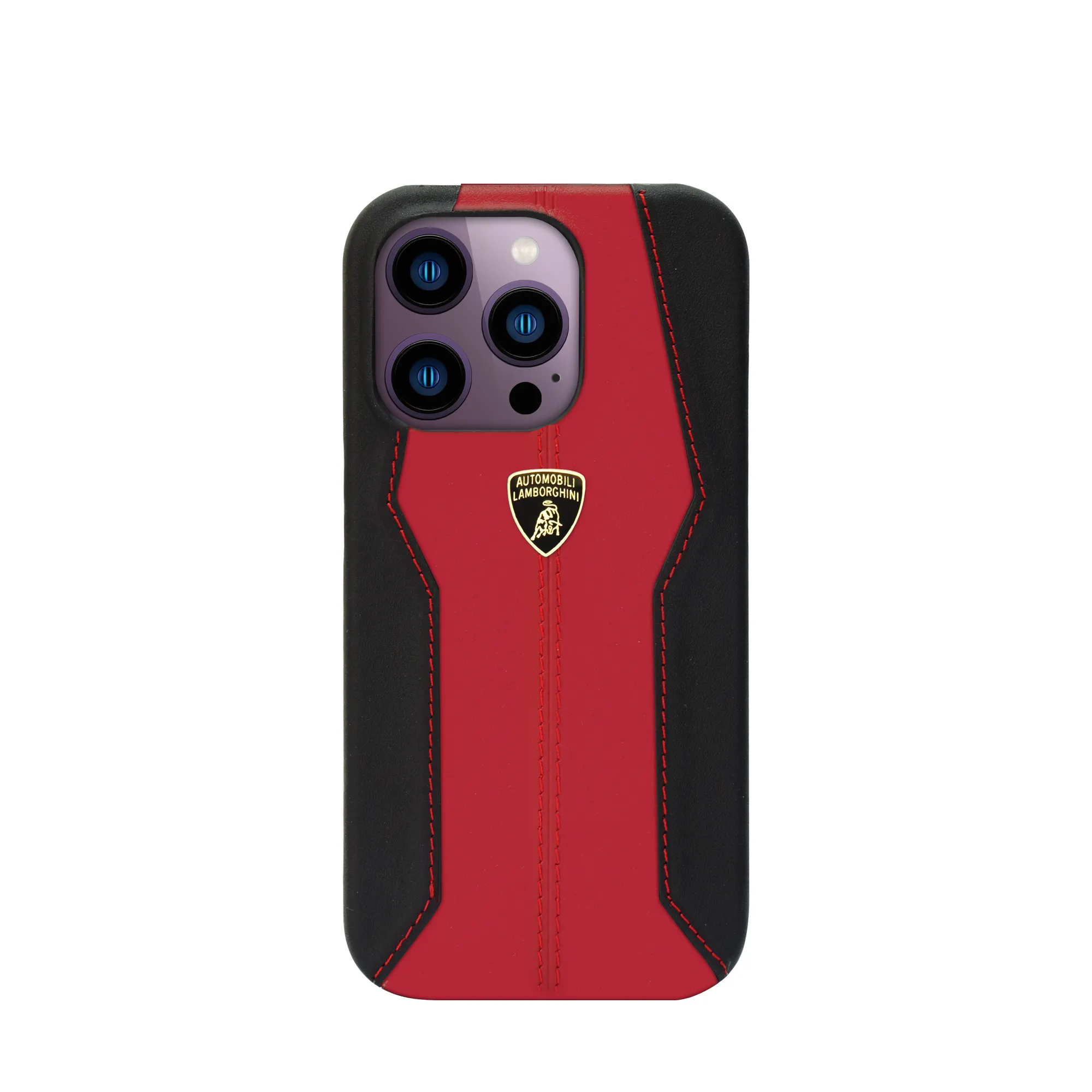 Coque en cuir rouge pour iphone 14 Pro, étui de protection pour téléphone portable avec licence officielle Lamborghini Huracan D1