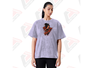 T-shirt élégant délavé à l'acide pour femmes Design tendance et confortable avec appliques écologiques pour l'été en velours côtelé batik denim - Product Image 5