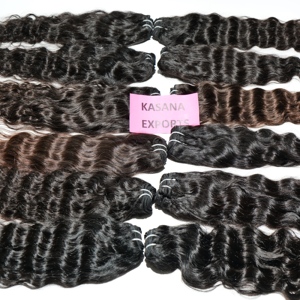 Extensions de cheveux 100% naturels noirs pour femmes, cheveux humains vierges indiens Remy, ondulations profondes lâches, ondulations naturelles, double trame machine - Product Image 5