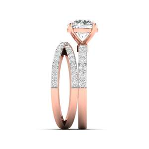 Bague de fiançailles en diamant à tige fendue et taille ronde, 1,50 carat, couleur F, clarté VS, diamant de laboratoire en or 14K, pour tenue de mariée - Product Image 2