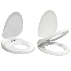 Universale bianco polipropilene PP coprisedile morbido sistema di chiusura con caratteristiche a misura di bambino per bagni di famiglia - Product Image 1