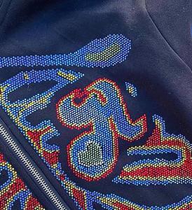 <b>Men</b> Sweatshirt Skeleton <b>Thick</b> Rhinestone Long Sleeve Printed Oversize Zipper up <b>Hoodies</b> - Product Image 5