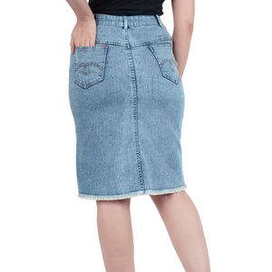 Minifalda vaquera personalizada para mujer, pantalones cortos de verano lavados con ácido Vintage para niñas, transpirables, a la moda, tendencia informal, lápiz Natural - Product Image 4