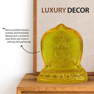 Statue de Bouddha Gautam en verre Feng Shui faite à la main, objet décoratif - Product Image 3