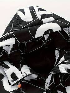 <b>Men</b> Stylish Sublimation <b>Casual</b> Breathable Hooded Zip up Long Sleeve Warm Top for City Walk Street Hanging Winter Puffer <b>Jacket</b> - Product Image 4