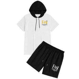 Conjuntos de Sudadera con capucha de color sólido de dos piezas informales con conjuntos de trajes gemelos de algodón 100% para personalizar su propio logotipo de marca - Product Image 1