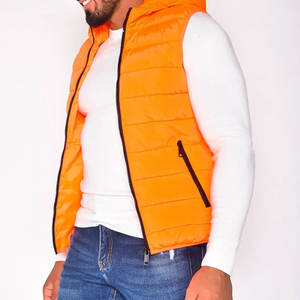 MOQ bajo elegante invierno Puffer Down Chaleco de los hombres ropa de calle aislado frío desgaste acolchado chaqueta con capucha - Product Image 5