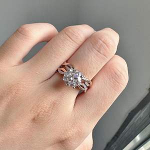 Ensemble de bagues de mariage RITZIN, style mignon, avec bague de fiançailles assortie, or rose 18 carats, bague de mariée en moissanite cultivée en laboratoire - Product Image 3