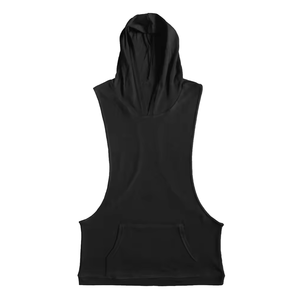 Haut de sport sans manches à capuche brodé et imprimé sur mesure pour homme, avec design débardeur MuscleT - Product Image 5
