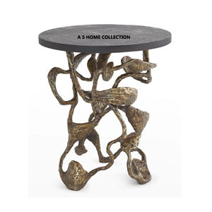 Mesa auxiliar con acabado dorado de forma redonda de Metal de aluminio muebles decorativos para sala de estar - Product Image 5