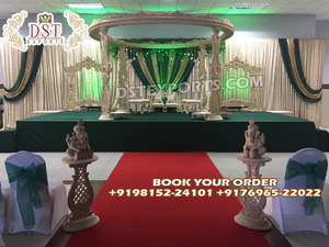 Décoration de mariage indienne, grand mandap en bois, magnifique décoration de mandap, mandap en bois sculpté pour mariage intérieur, Vedika Mandap NZ - Product Image 5