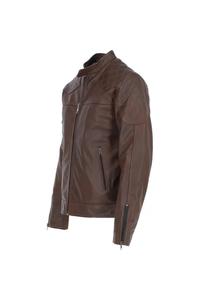 Chaqueta de motorista con cuello levantado de invierno informal para hombre en cuero de piel de cordero genuino negro con cierre de cremallera Tipo de suministro ODM - Product Image 2