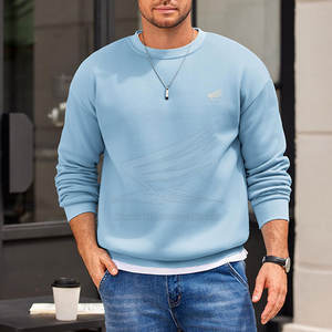 New Fashion Casual Men's Winter <b>Sweatshirt</b>-Solid Color 100% Cotton <b>Fleece</b> Breathable Customizable Color & Logo Hot Selling - Product Image 3