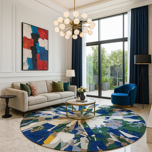 Tapis de luxe en laine et coton touffeté à la main High Artisans Brodé Design Loop Pile Technique Prix d'usine fournisseur pour le salon - Product Image 1