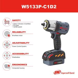 Llave de Impacto Inalámbrica de 20V y 3/8 Pulgadas para Entornos Peligrosos, 550 Ft-lb de Torque, Retenedor de Pasadores, Herramienta Básica Tipo Pistola, Voltaje Nominal de 21V - Product Image 5