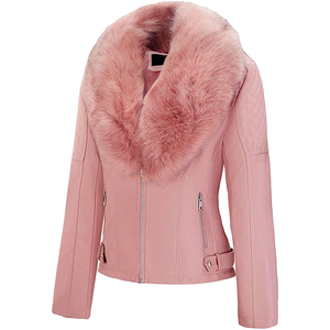 2024 veste en cuir de peau de mouton véritable hiver professionnel avec col en fourrure coupe-vent teint uni OEM/ODM Service disponible - Product Image 2