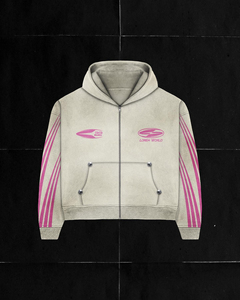 Sweats à capuche avec fermeture éclair complète Pantalon de survêtement évasé empilé Ensemble de survêtement deux pièces en coton personnalisé délavé à l'acide Survêtement unisexe pour hommes - Product Image 3