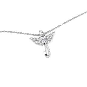 สร้อยคอ Jeulia Hug Me Infinity Angel Wing Heart - โซ่ทองเหลืองชุบทองประดับเพชรซิร์คอนและมุกแบบหนามเตย - Product Image 2