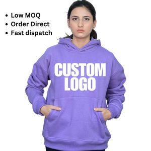 Sudaderas Extra Grandes de Algodón para Mujer con Logotipo Personalizado, Color Lavanda, 400 gsm, MOQ Bajo, Precio Competitivo, Listas para Enviar, Impresión por Serigrafía, Bordado - Product Image 1