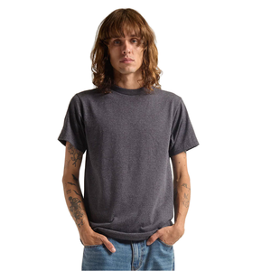 T-shirt basique en coton épais pour hommes, manches courtes, col rond, haut uni, taille normale, grande et grande - Product Image 1