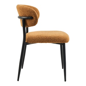 Sedia da Pranzo Moderna Nordica Personalizzata in Tessuto Bouclé Imbottito con Schienale Curvo e Telaio in Metallo - Product Image 2