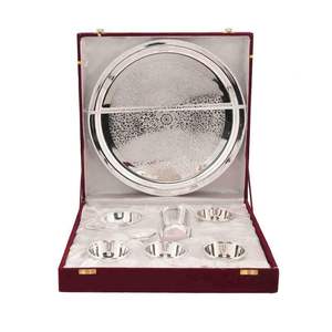Service de table Piepot en laiton pur plaqué argent, 9 pièces, 1 assiette, 1 verre, 1 cuillère, 1 fourchette, 1 petite assiette, 4 bols, boîte en velours rouge pour - Product Image 4