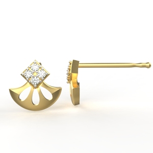Avarta Certified 18K Gold <b>Fine</b> 8-Piece <b>Stud</b> <b>Earrings</b> for Kids Girls & Women with BIS HUID Hallmarked Natural Diamonds - Product Image 4