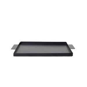 Plateau rectangulaire noir mat de luxe élégant poignée de collier en fer plateau de service décoratif polyvalent pour la maison cuisine matériau métallique - Product Image 1