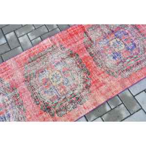 Vintage Rug, <b>Runner</b> 2.6x10.6 ft Rug, <b>Red</b> Floral Rug - Product Image 5
