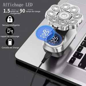 Mini rasoir électrique 8-en-1 pour hommes, rechargeable, rasoir rotatif flottant, étanche IPX7, tondeuse corporelle, brosse de nettoyage du nez - Product Image 6