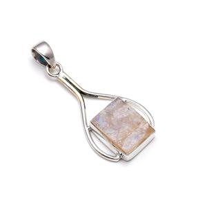 จี้สร้อยคอหินมูนสโตนสีรุ้งธรรมชาติ เงินแท้ 925 ขายส่ง งานแฮนด์เมด สไตล์โบฮีเมียน เครื่องประดับเงินแท้ทำมือ - Product Image 2