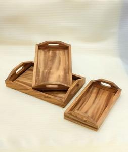 Bandejas de Madera Rústicas con Asa, Bandejas Multiusos de Madera de Paulownia - para el Desayuno por f s i - Product Image 6