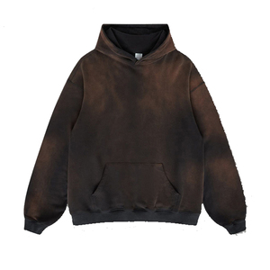 เสื้อฮู้ดผ้าซักกรดของผู้ชายผ้าฝ้าย500แกรมโพลีเอสเตอร์ว่างเปล่าสำหรับฤดูหนาวโลโก้แบบกำหนดเอง - Product Image 4