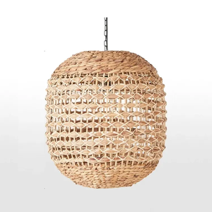 Pantalla de lámpara de jacinto de agua tejida a mano, pantalla decorativa ecológica para interiores rústicos y bohemios, cubierta de pantalla - Product Image 1