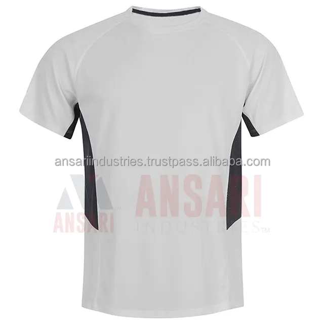 カスタムの新しいメンズジムアクティブウェアスパンデックスポリエステルホワイトクイックドライモイスチャーウィッキングスリムフィットランニングシャツメンズフィットネスTシャツ