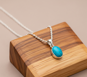 Vente chaude 925 Sterling Silver Dainty Chaîne Bohème Style Pendentif Naturel Turquoise Guérison Cristal De Mode Pendentifs Charmes - Product Image 2