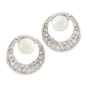Kriaa Boucles d'oreilles plaqué argent avec perle blanche 1307137-Bijoux élégants en perles - Product Image 1