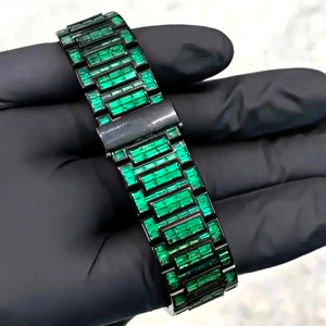 Reloj de Cuarzo Cuadrado de Lujo en Acero Inoxidable Verde, con Cristales de Laboratorio, para Hombre, Correa de 20mm, Estilo Hip Hop, Alta Calidad - Product Image 2